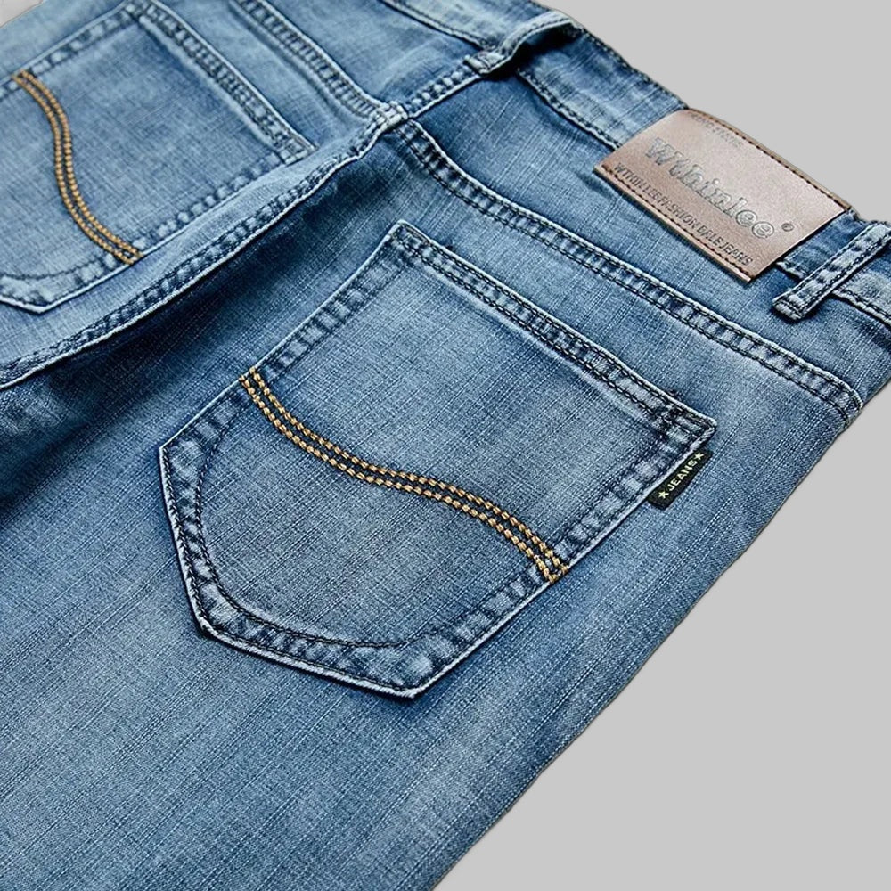 Summer Classic Shorts Jeans Men Denim Pants Straight Stretch Casual Cool  Thin Knee Length Blue Fashion Brand Daily Trousers