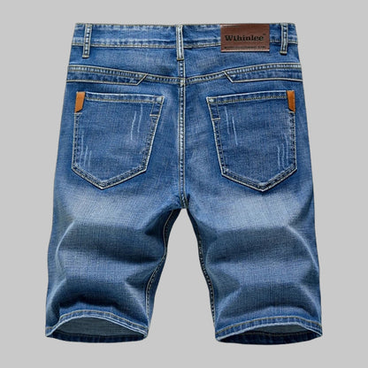 Summer Classic Shorts Jeans Men Denim Pants Straight Stretch Casual Cool  Thin Knee Length Blue Fashion Brand Daily Trousers