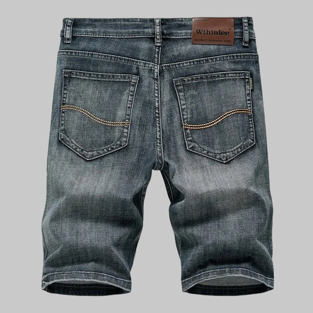 Summer Classic Shorts Jeans Men Denim Pants Straight Stretch Casual Cool  Thin Knee Length Blue Fashion Brand Daily Trousers